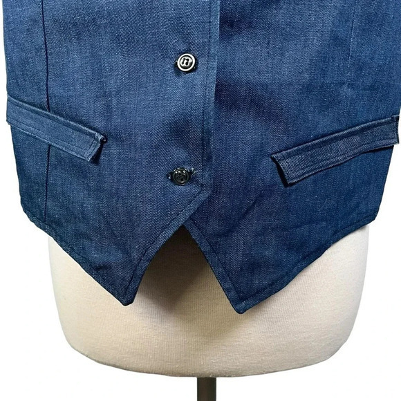 Vintage Handmade Embroidered Denim Vest‎ Floral Lapel Button Down Size Medium - Picture 5 of 8